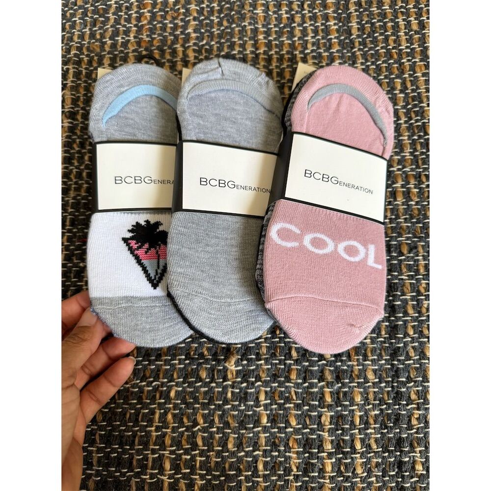 BCBGeneration Women's No Show Socks 3 Pack Multicolor One Size